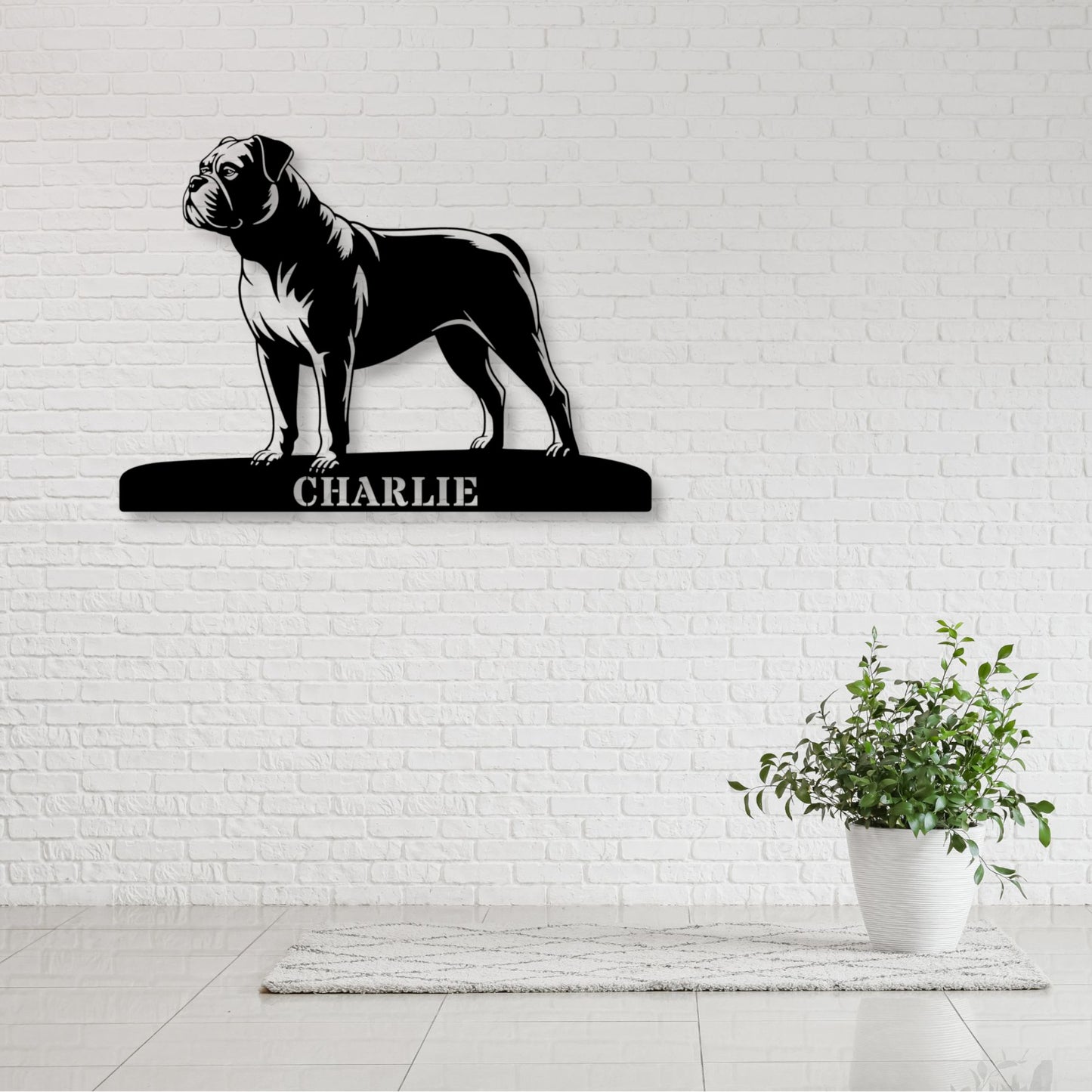 Personalized American Bulldog Metal Sign In Black. Custom Dog Owner Wall Decor Gift....