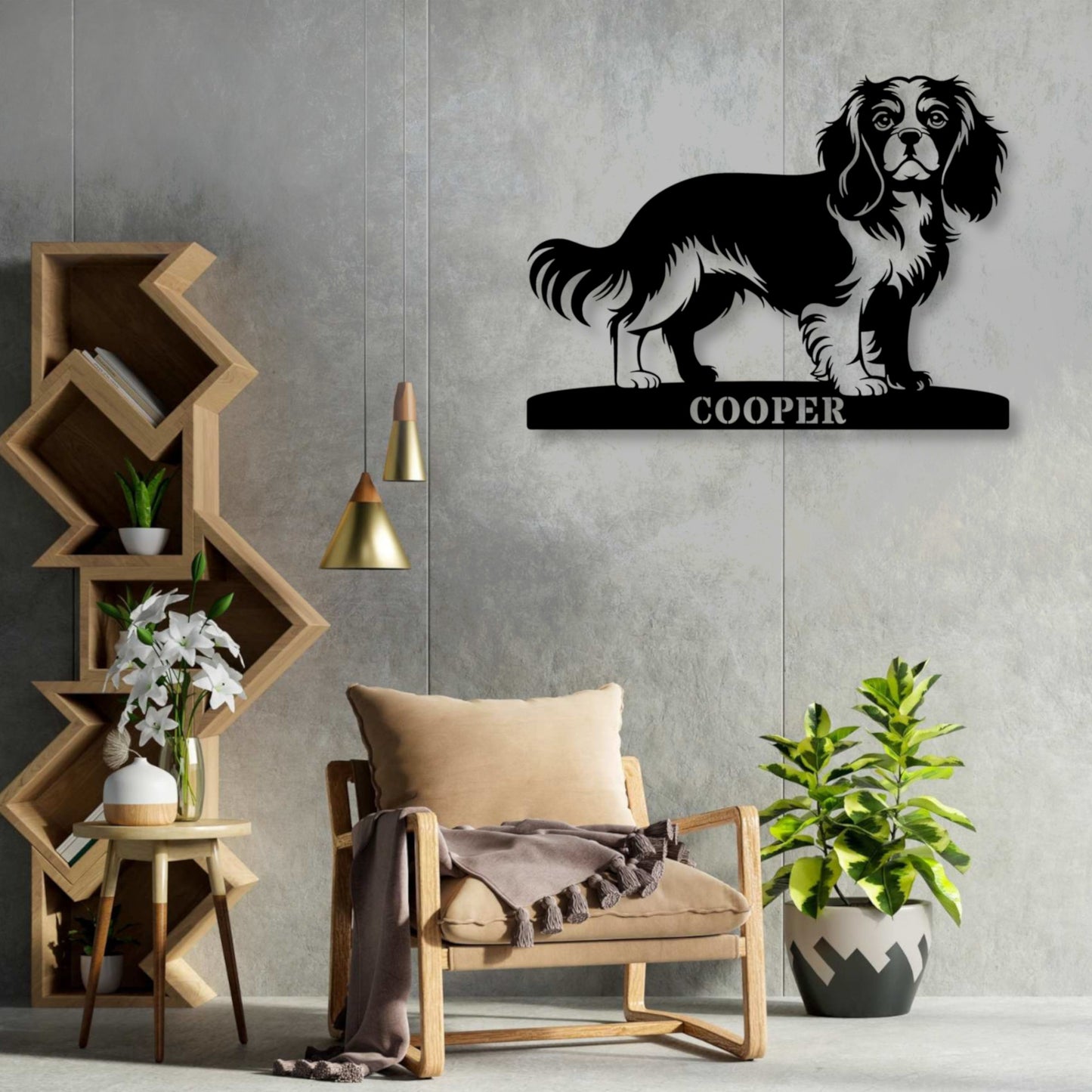 Personalized Cavalier King Metal Sign In Black. Custom Dog Owner Wall Decor Gift......