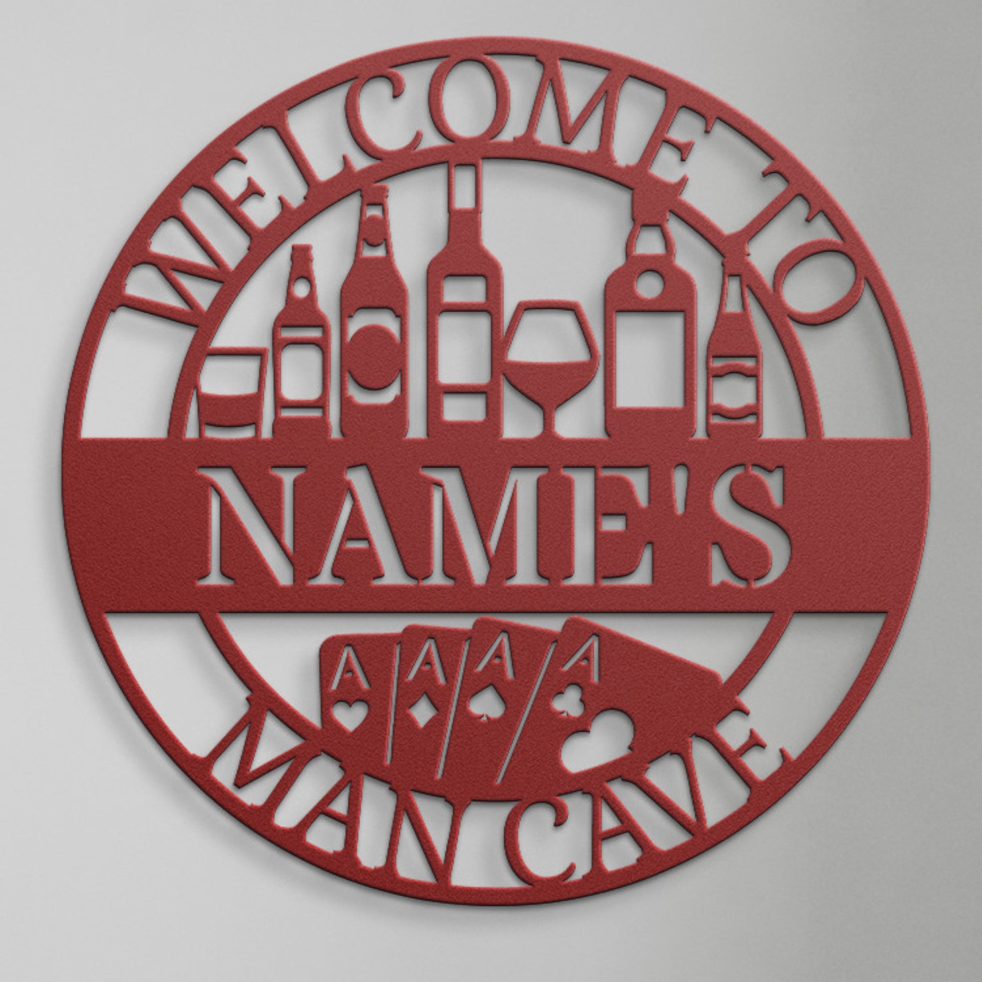 Personalized Mancave Name Metal Sign. Custom Poker Wall Decor Gift. Poker Room Wall Hanging. Boys Crib. Home Bar Art. Pub Decor. Lounge Sign