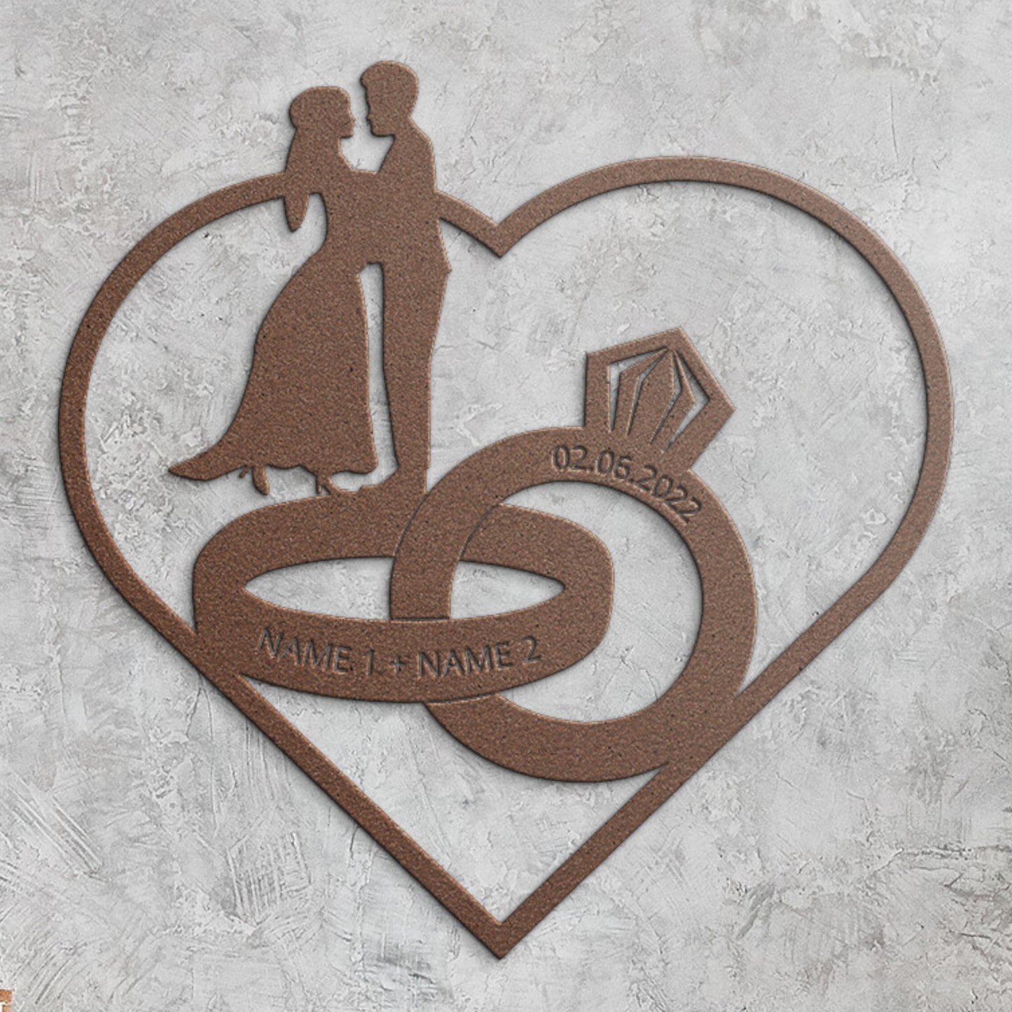 Personalized Rings Of Love Wedding Metal Sign Wall Decor