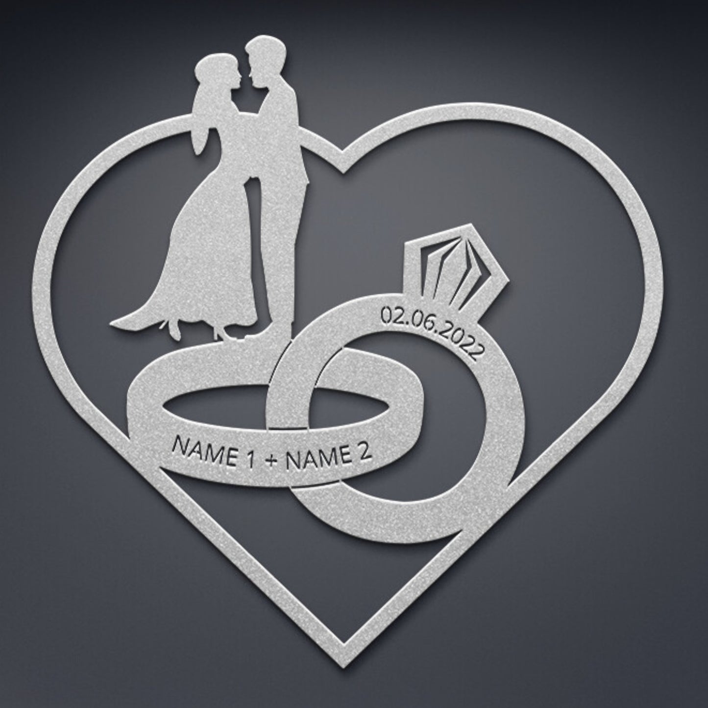 Personalized Rings Of Love Wedding Metal Sign Wall Decor