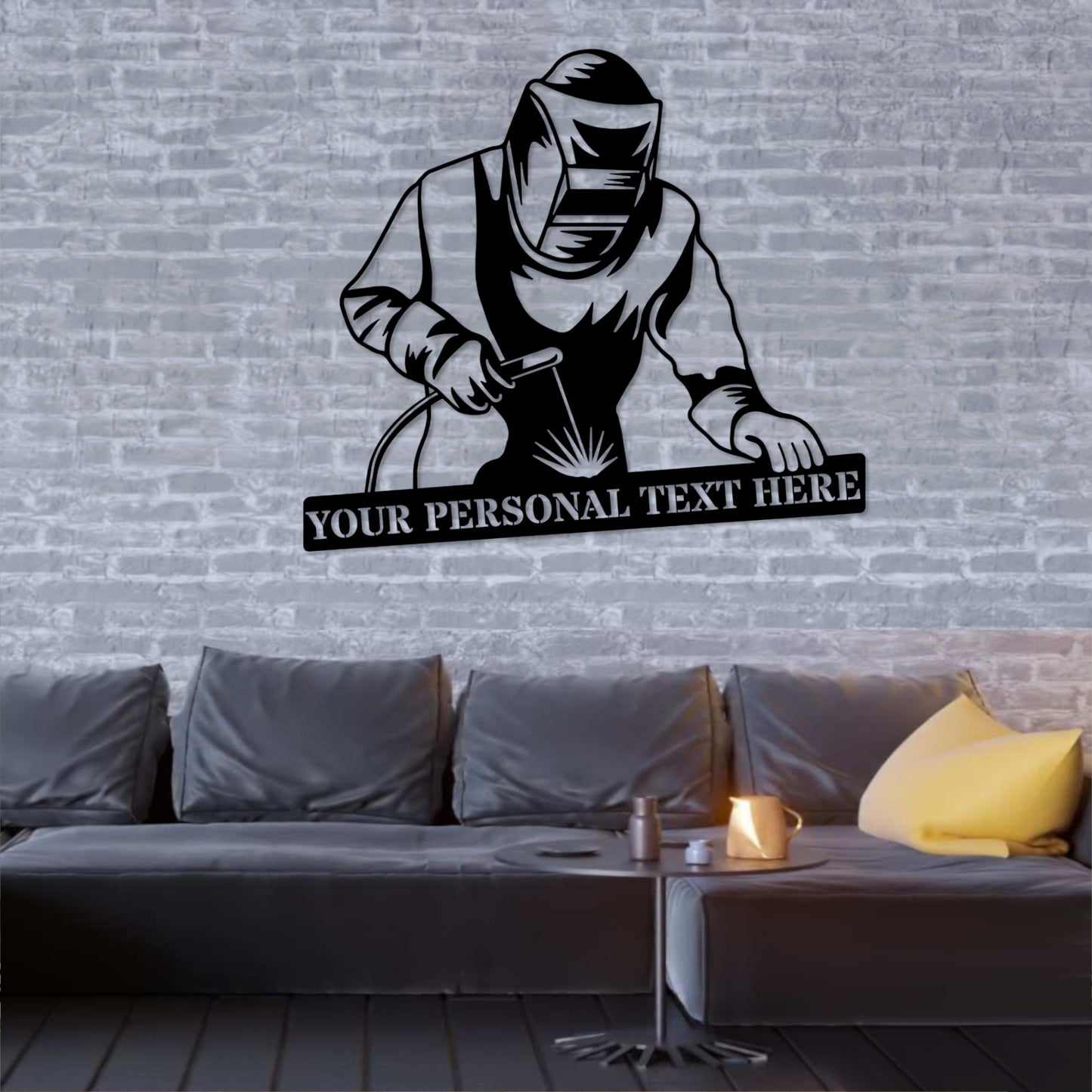 Personalized Stick Welder 36 Inch Metal Sign In White With Custom Text