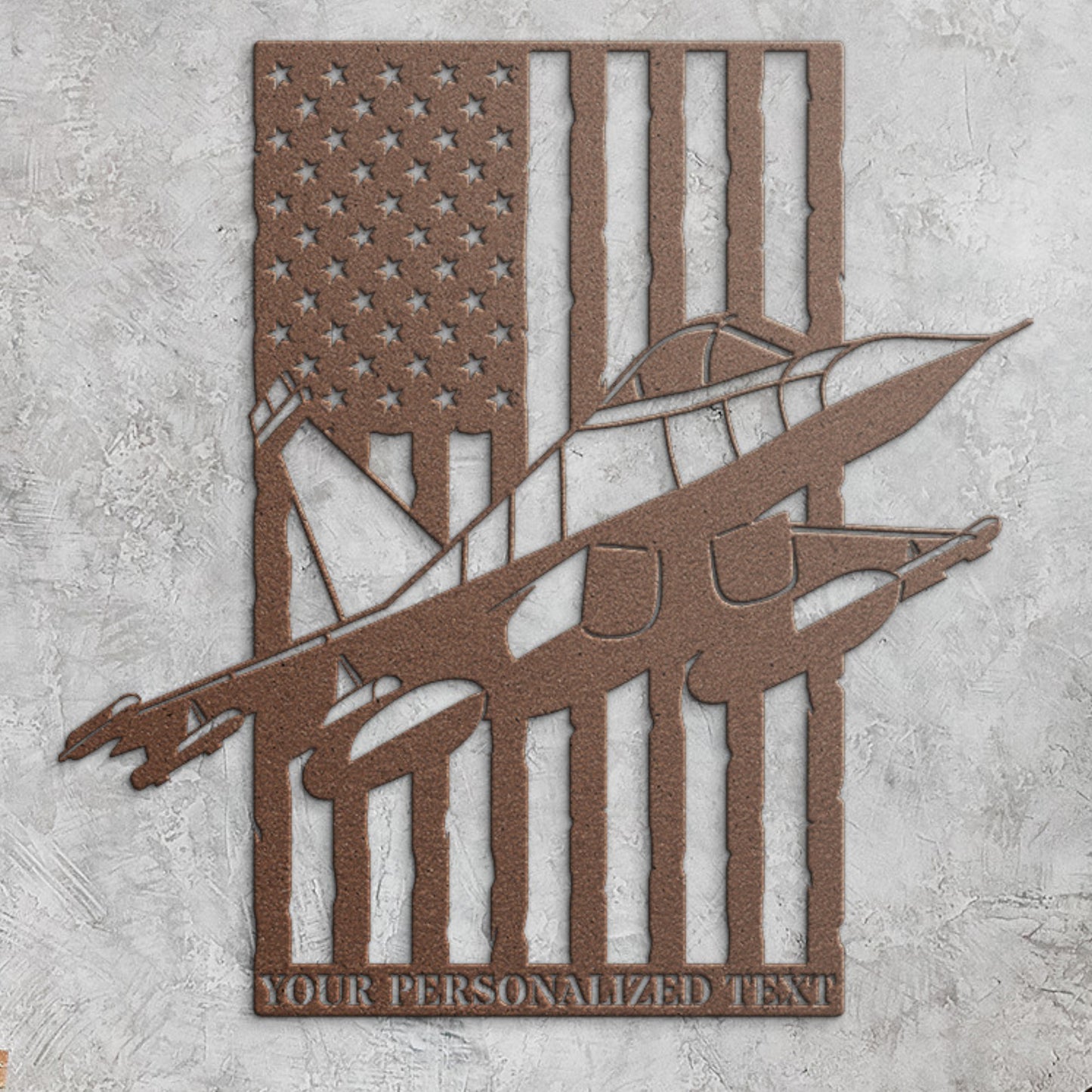 Personalized US Jet Fighter Metal Sign. Custom American Fighter Pilot Wall Decor Gift. Airplane Wall Hanging. Patriotic USA Combat Pilot 