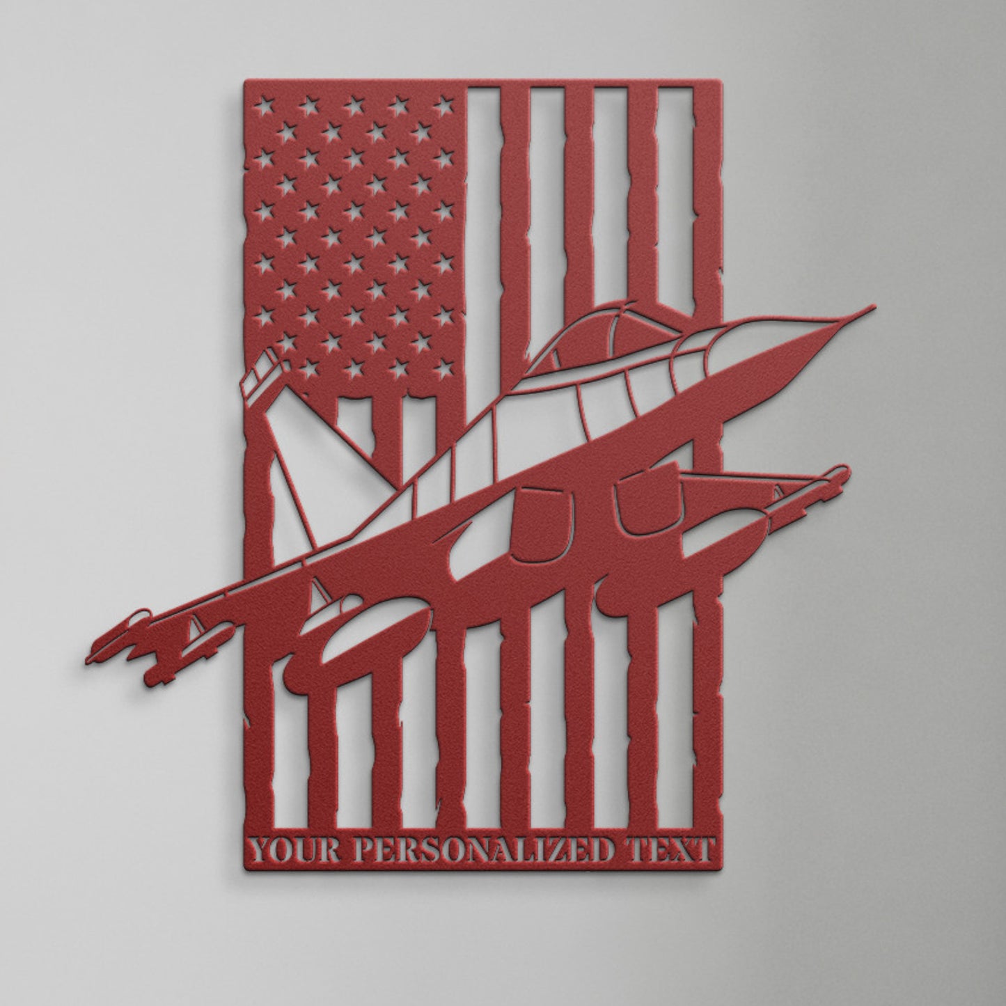 Personalized US Jet Fighter Metal Sign. Custom American Fighter Pilot Wall Decor Gift. Airplane Wall Hanging. Patriotic USA Combat Pilot 