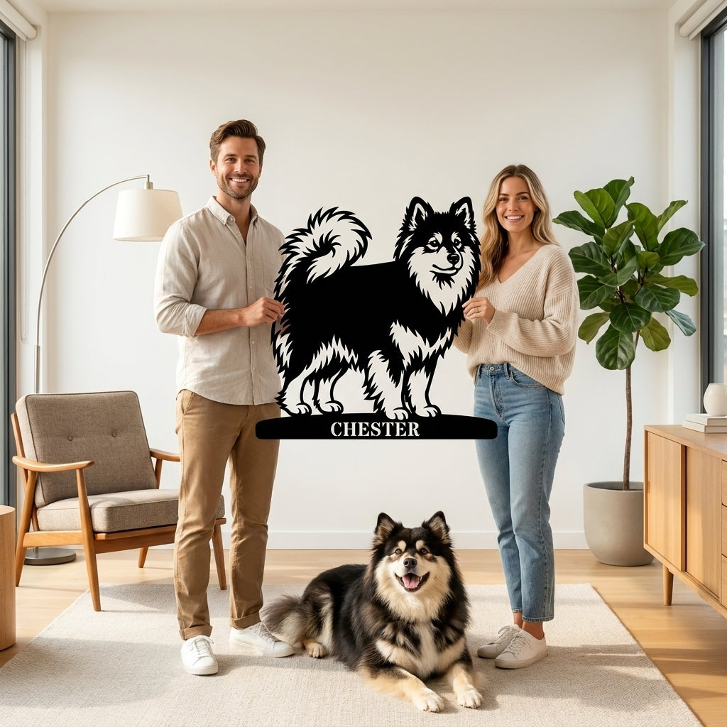 Personalized Finnish Lapphund Name Metal Sign. Custom Dog Owner Wall Decor Gift