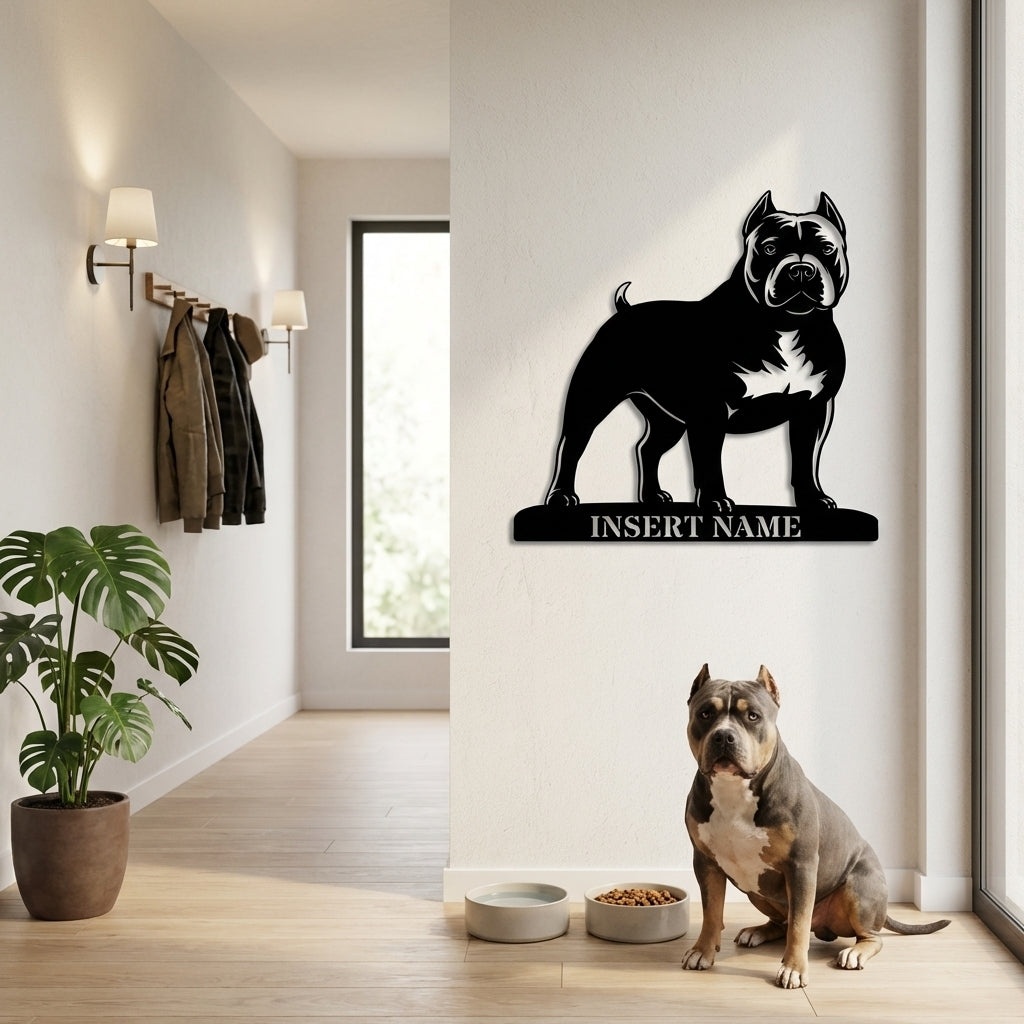 Personalized American Bully Name Metal Sign. Custom Dog Owner Wall Decor Gift