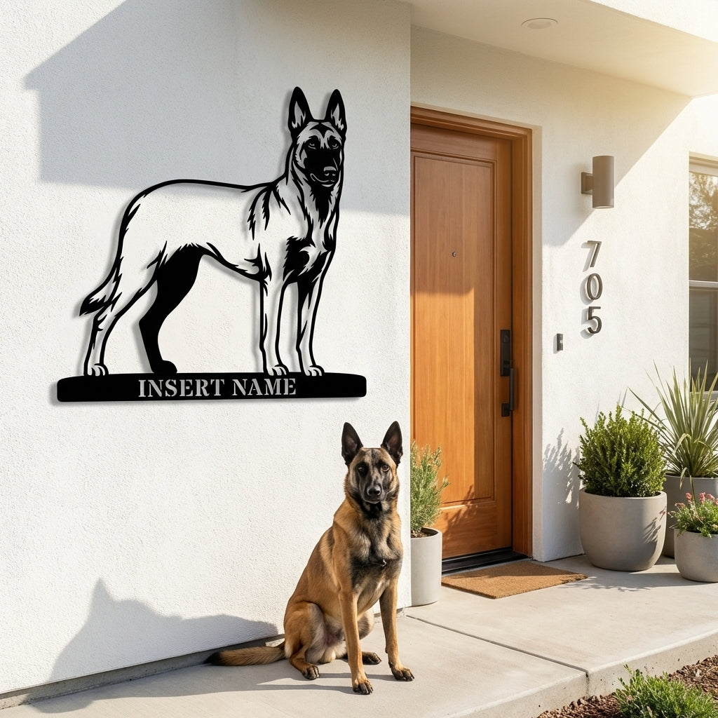 Personalized Belgian Shepherd Metal Sign. Custom Dog Owner Wall Decor Gift