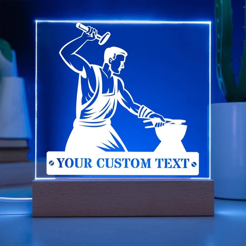 Personalized Blacksmith Name Acrylic Sign. Custom Ironworker LED Plaque Gift