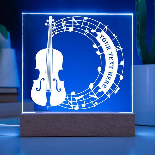 Personalized Cello And Notes Name Acrylic Sign. Custom Cellist LED Plaque Gift. Music Room Light Decor. Music Studio Desktop Decoration Gift
