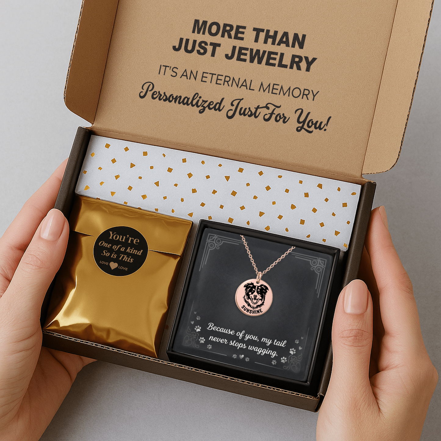 Personalized Australian Shepherd Dog Mom Necklace with message card + Jewelry Gift Box