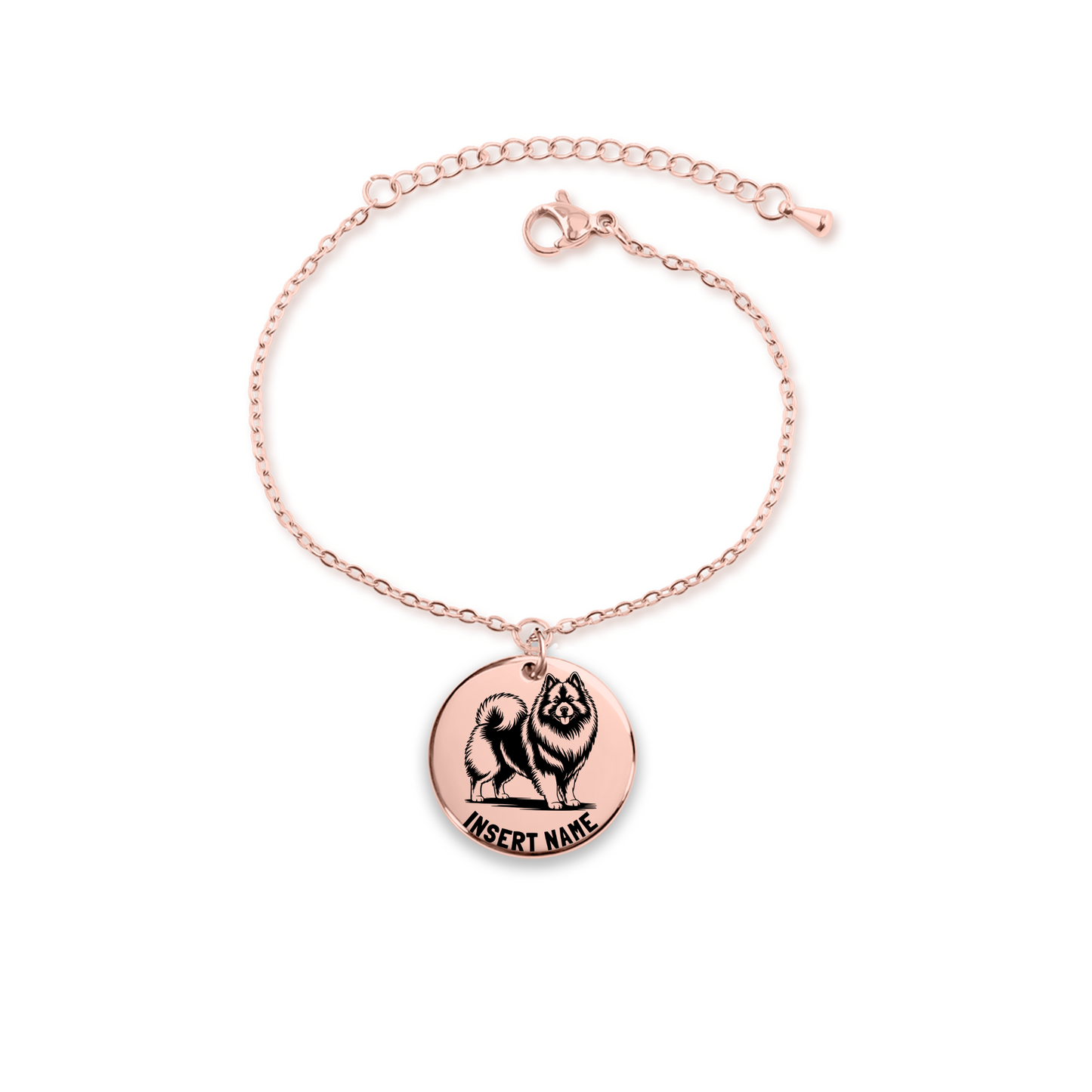 Personalized Keeshond engraved bracelet in jewelry box with message card 2