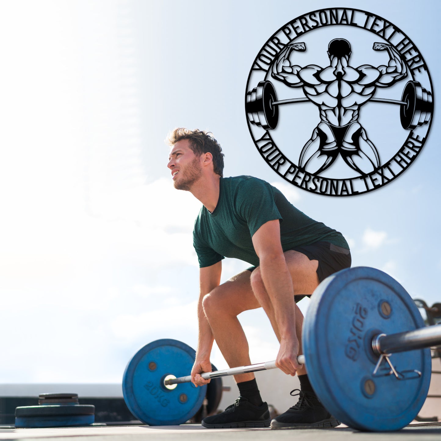 30 Inch Personalized Bodybuilder Posing Name Metal Sign Decor In Black With Custom Text