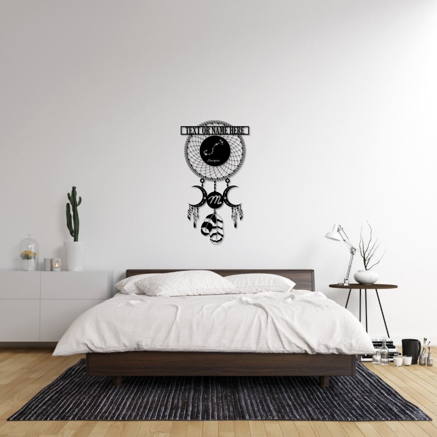 36 Inch Personalized Scorpio Zodiac Dreamcatcher Metal Sign Decor In Black With Custom Text