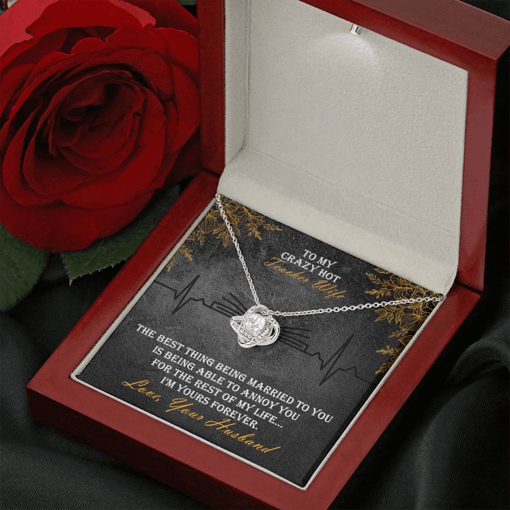 Love Knot Necklace With Message Card And LED Jewelry Box For Teacher Wife 7