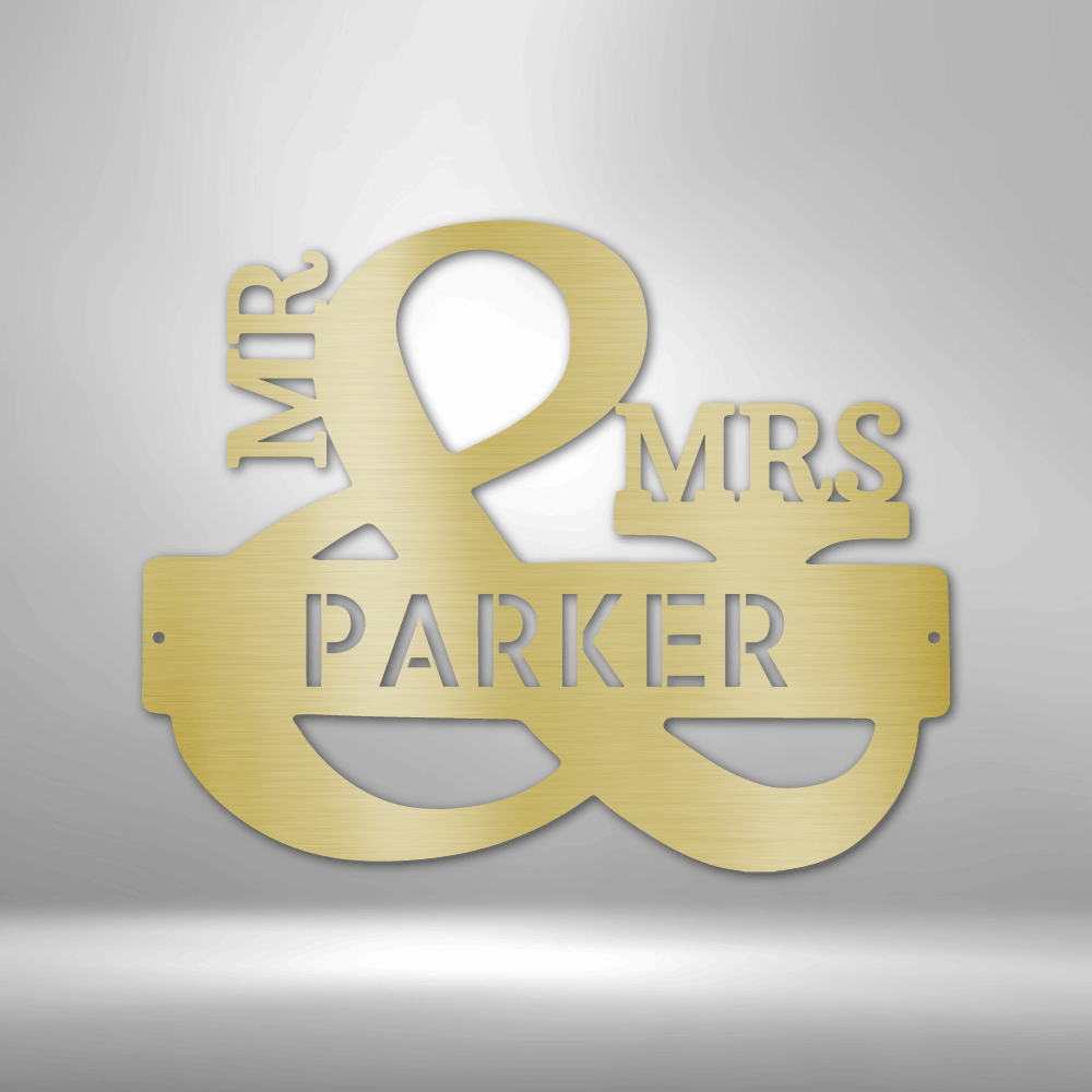 Personalized Mr & Mrs Couples Monogram - Custom Multicolor Steel Sign