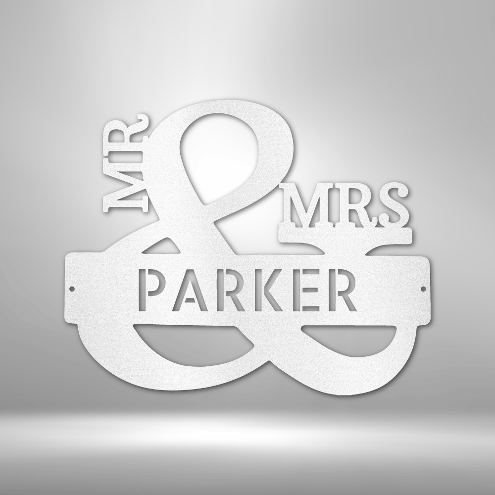 Personalized Mr & Mrs Couples Monogram - Custom Multicolor Steel Sign