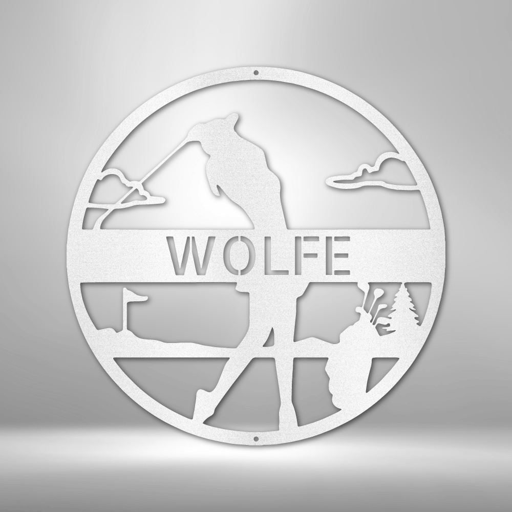 Personalized Female Golfer Metal Sign - Custom Multicolor Golf Player Steel Sign