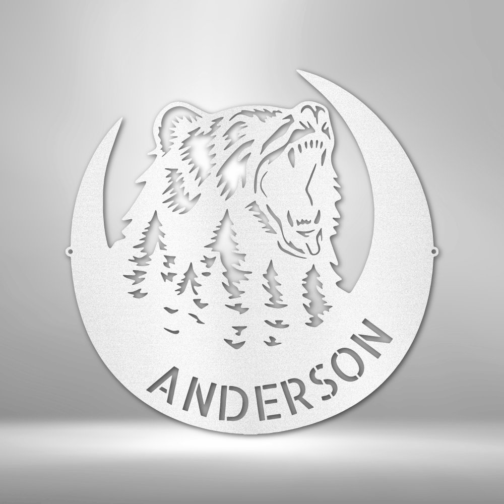 Personalized Roaring Bear Wilderness Monogram - Custom Multicolor Steel Sign