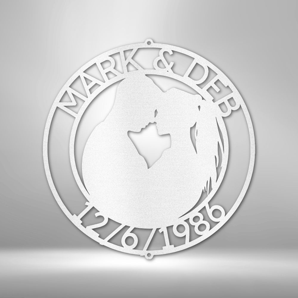 Personalized Names Couple Silhouette Monogram - Custom Multicolor Steel Sign