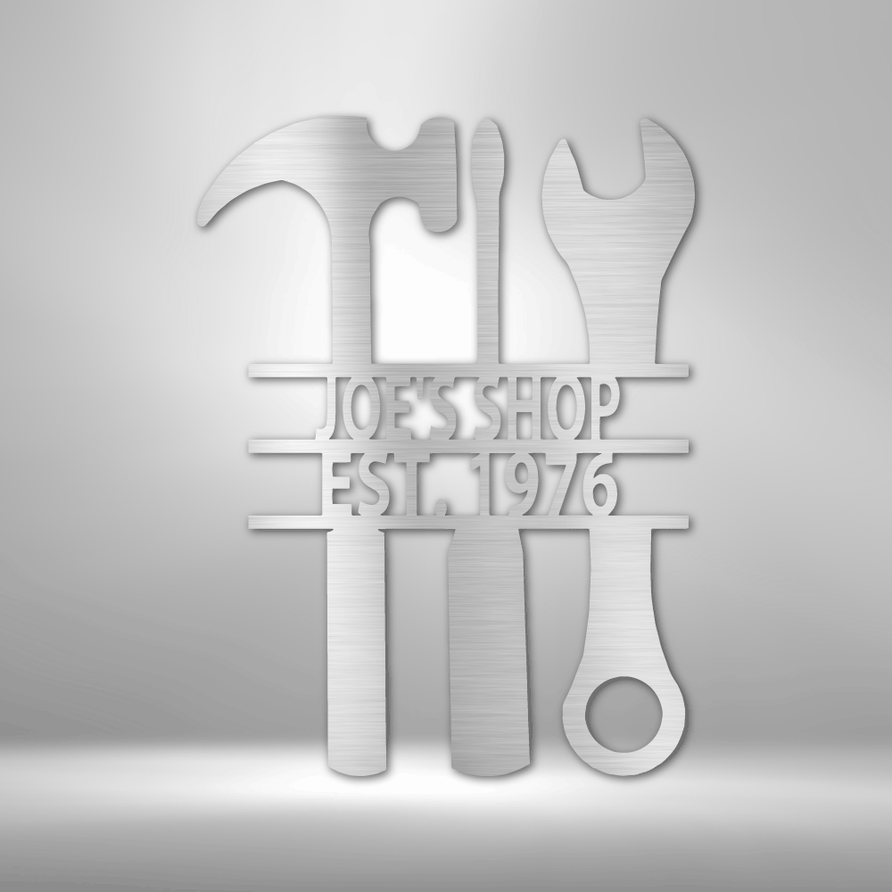Personalized Tool Shop Metal Sign - Custom Multicolor Garage Steel Sign