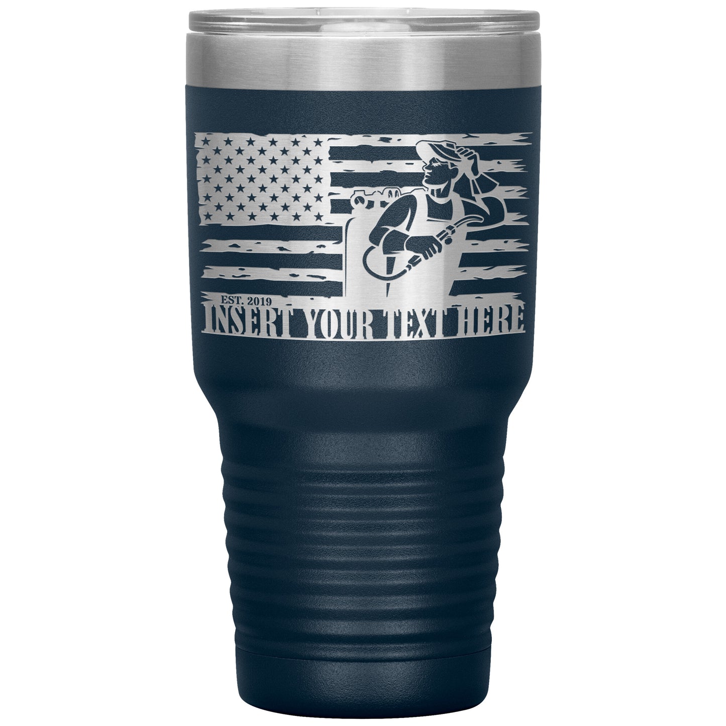 Personalized Laser-Engraved American Mig Welder Tumbler With Custom Text