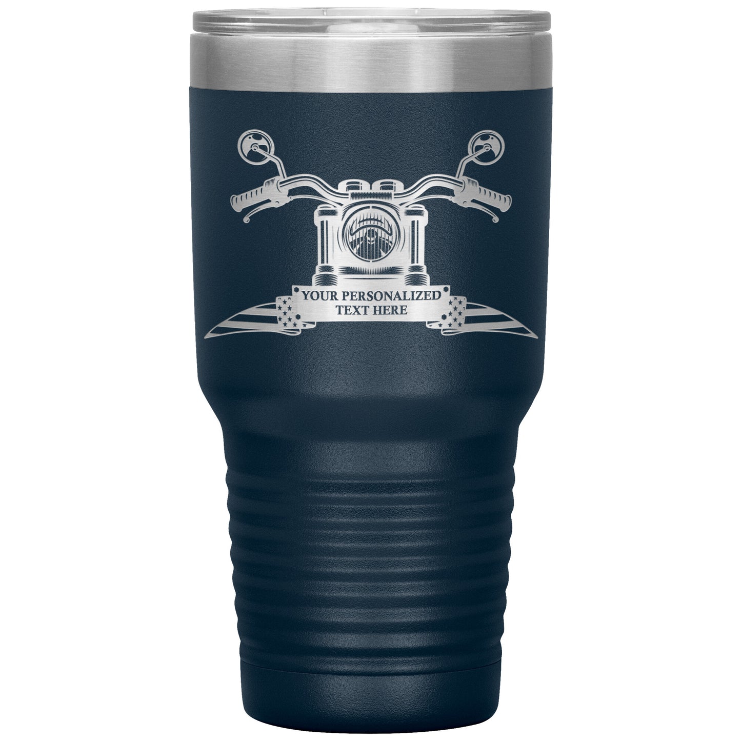Personalized Laser-Engraved American Vintage Motorcycle Tumbler With Custom Text