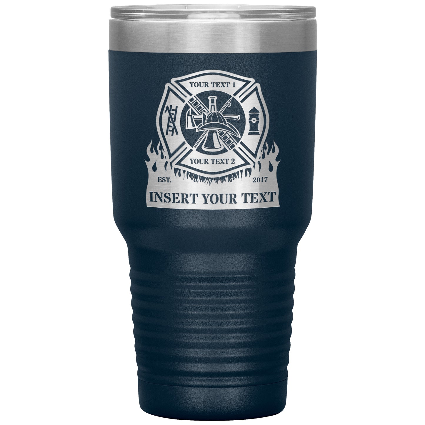 Personalized Firefighter Maltese Cross Tumbler, Custom Fireman Tumbler With Lid, Laser Engraved Firefighter Drinkware Gift, Fire Department