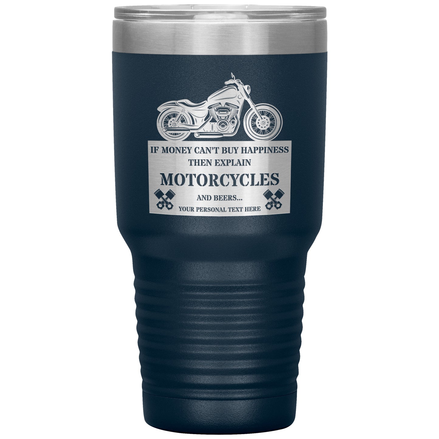 Personalized Laser-Engraved Motorcycle Tumbler With Custom Text