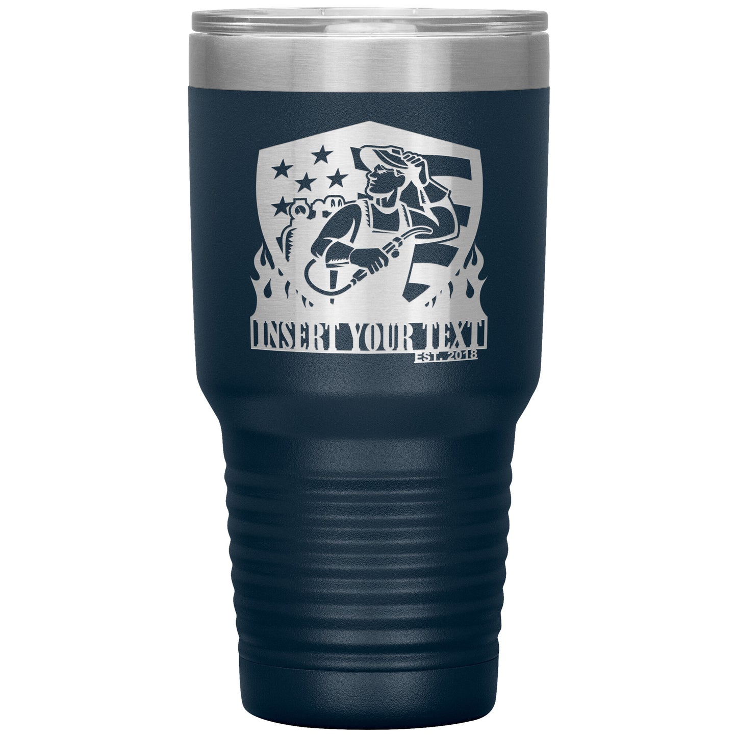 Personalized Laser-Engraved Patriotic Mig Welder Tumbler With Custom Text