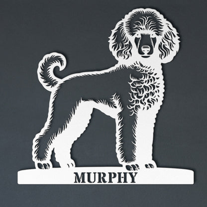 Personalized Poodle Dog Name Metal Sign. Custom Dog Owner Wall Decor Gift