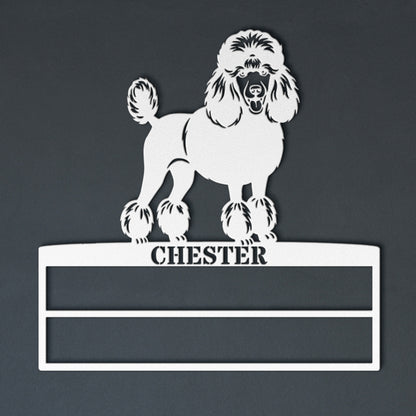 Poodle Personalized Rosette Metal Sign. Custom Dog Champion Ribbon Display