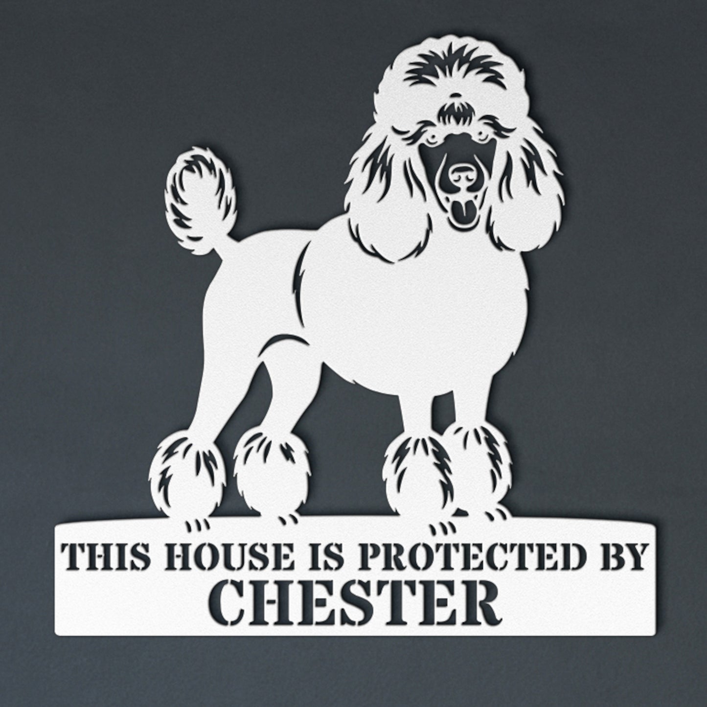 Poodle Personalized Guard Name Metal Sign. Custom Dog Protect Wall Decor