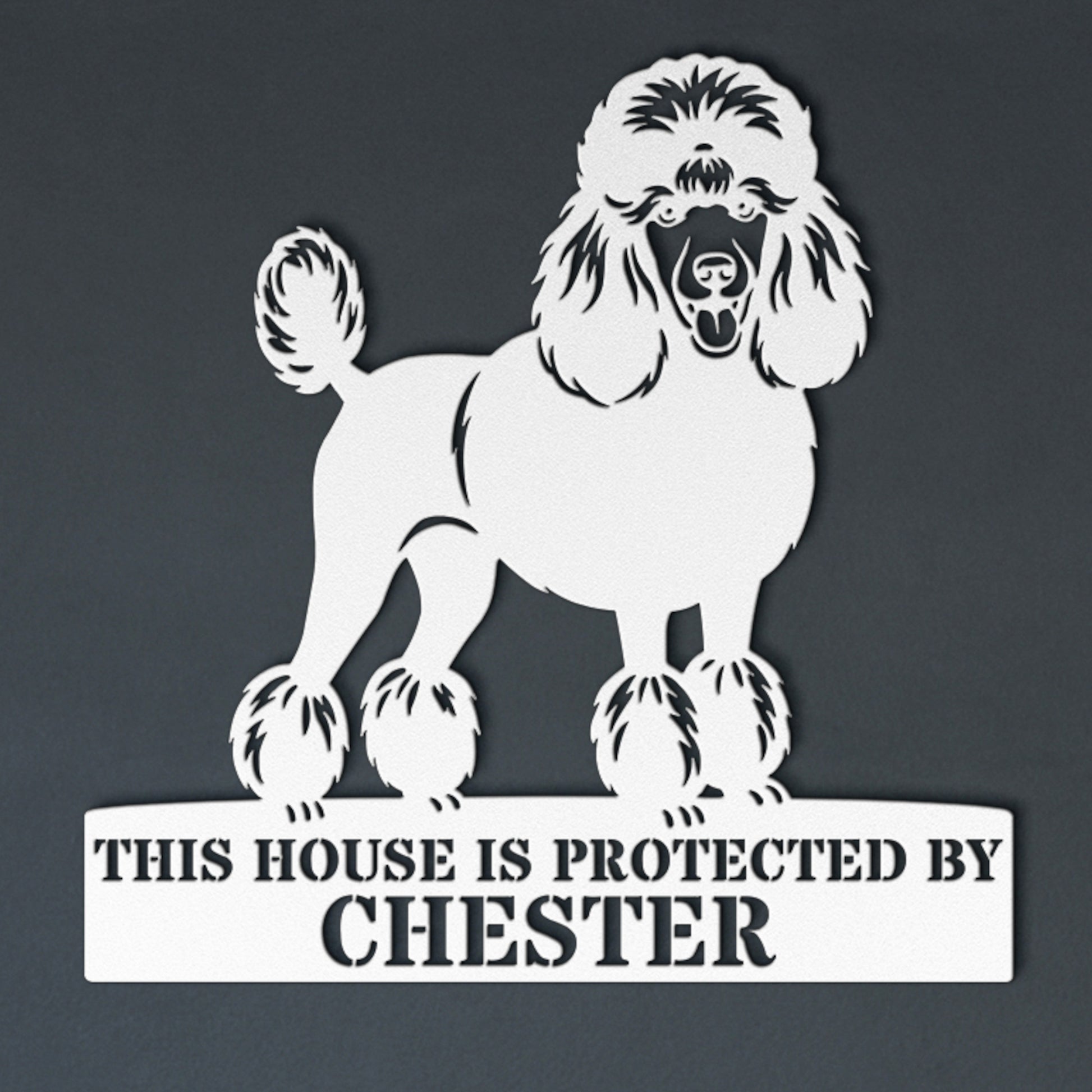 Poodle Personalized Guard Name Metal Sign. Custom Dog Protect Wall Decor