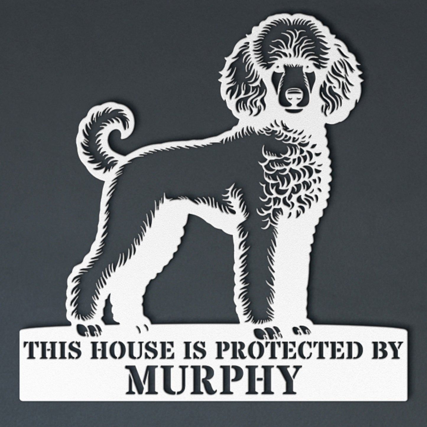 Personalized Poodle Dog Guard Metal Sign. Custom Dog Protect Name Wall Decor