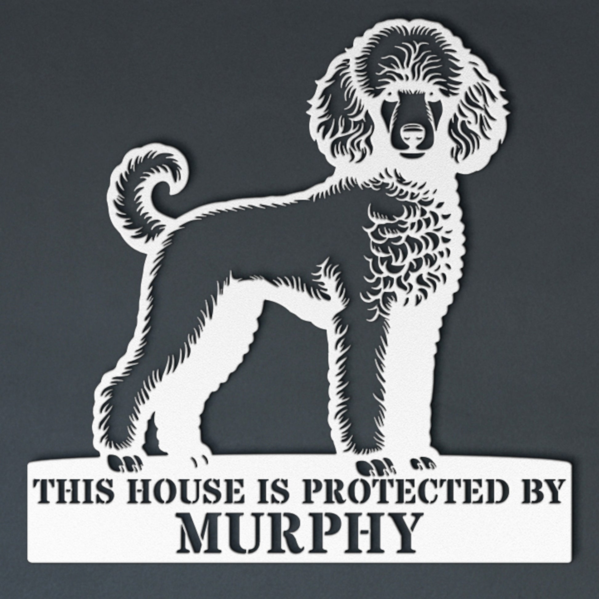 Personalized Poodle Dog Guard Metal Sign. Custom Dog Protect Name Wall Decor