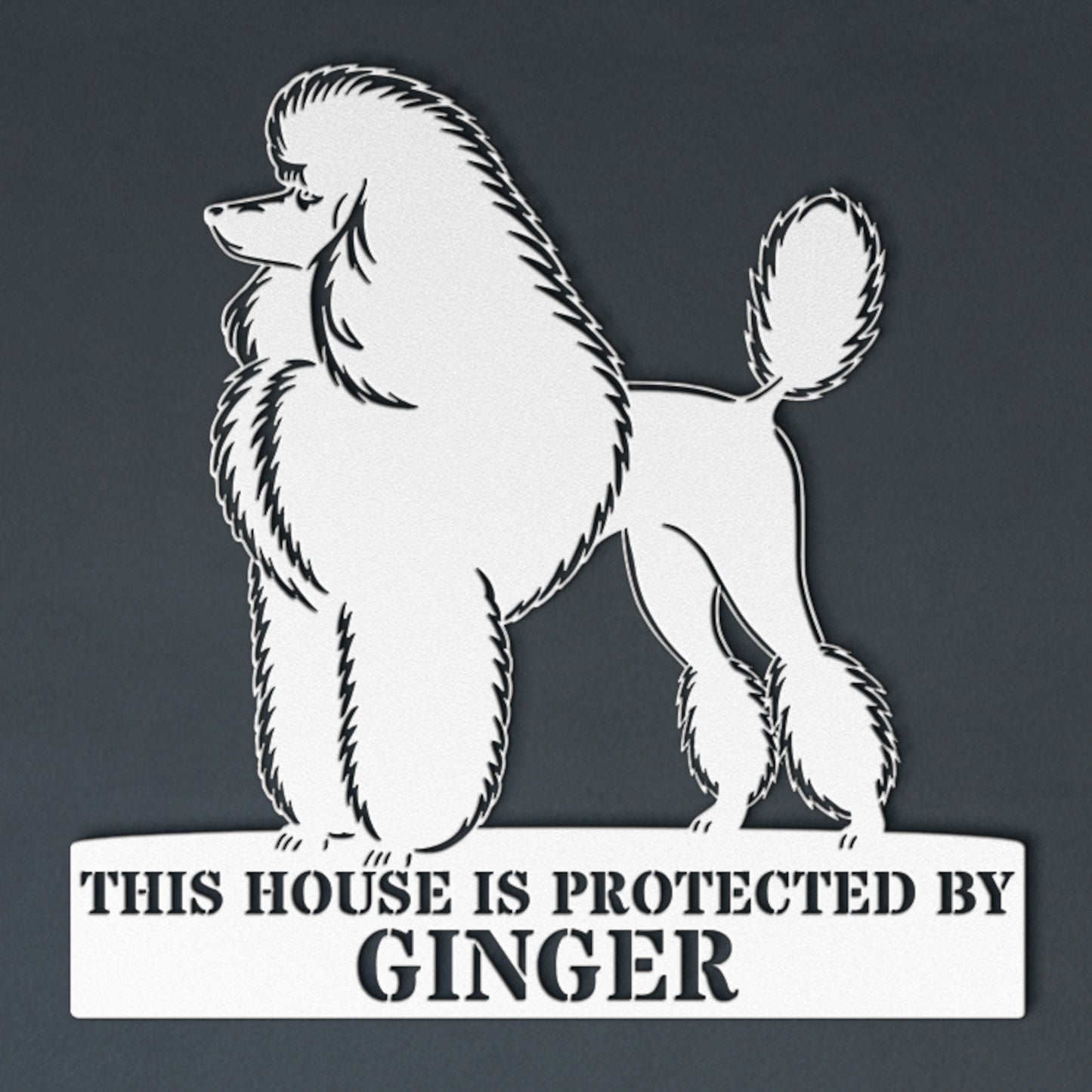 Personalized Dog Guard Name Metal Sign. Custom Poodle Protect Wall Decor
