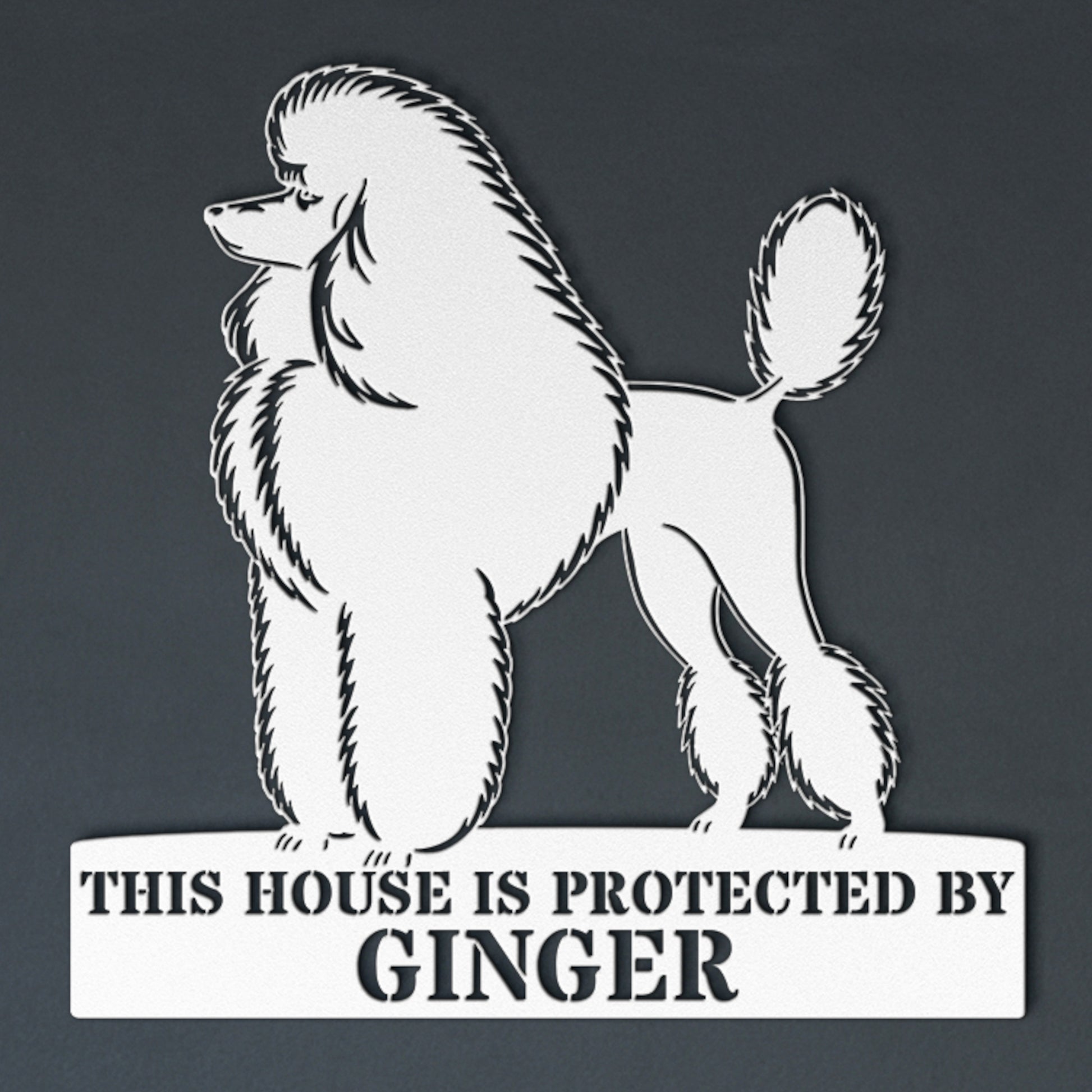 Personalized Dog Guard Name Metal Sign. Custom Poodle Protect Wall Decor