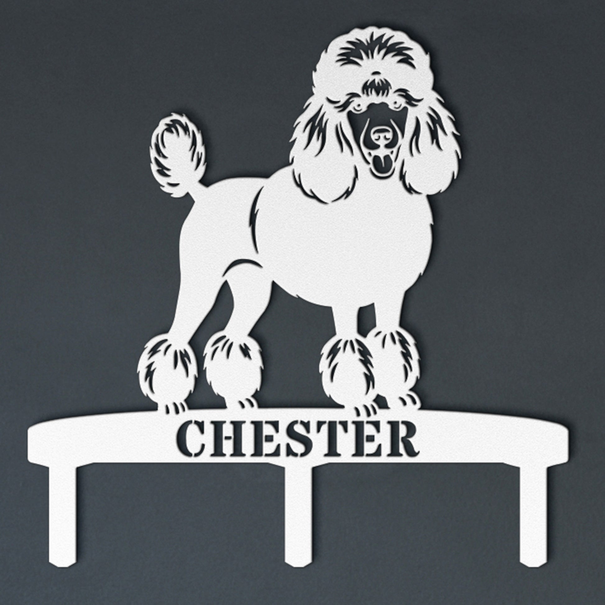 Poodle Personalized  Garden Metal Sign With Stakes. Custom Dog Name Gift