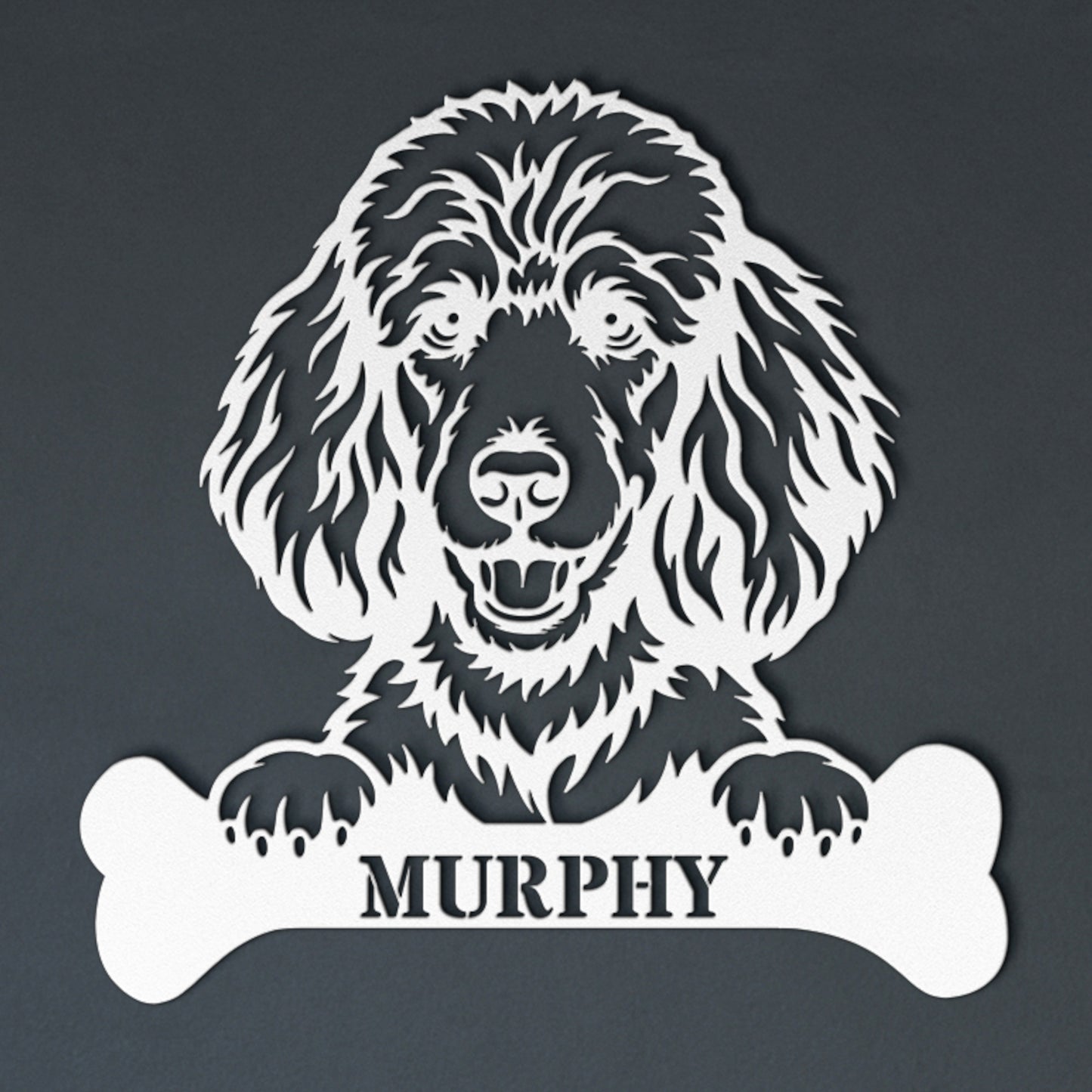 Personalized Poodle With Bone Name Metal Sign. Funny Custom Dog Wall Decor Gift
