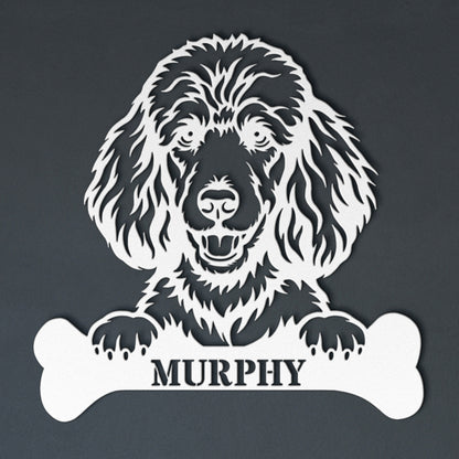 Personalized Poodle With Bone Name Metal Sign. Funny Custom Dog Wall Decor Gift