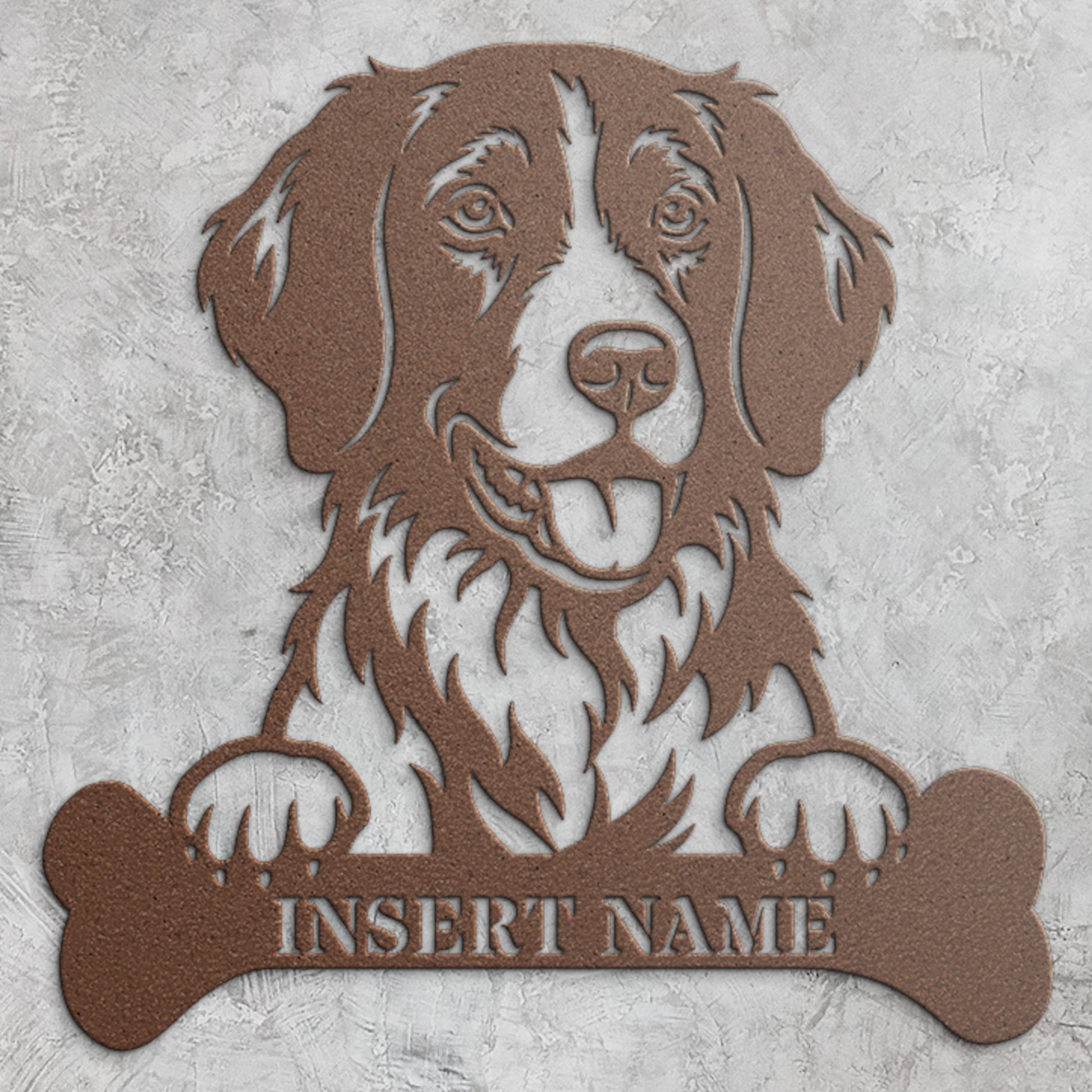 Personalized Small Munsterlander With Bone Metal Sign. Custom Dog Name Decor
