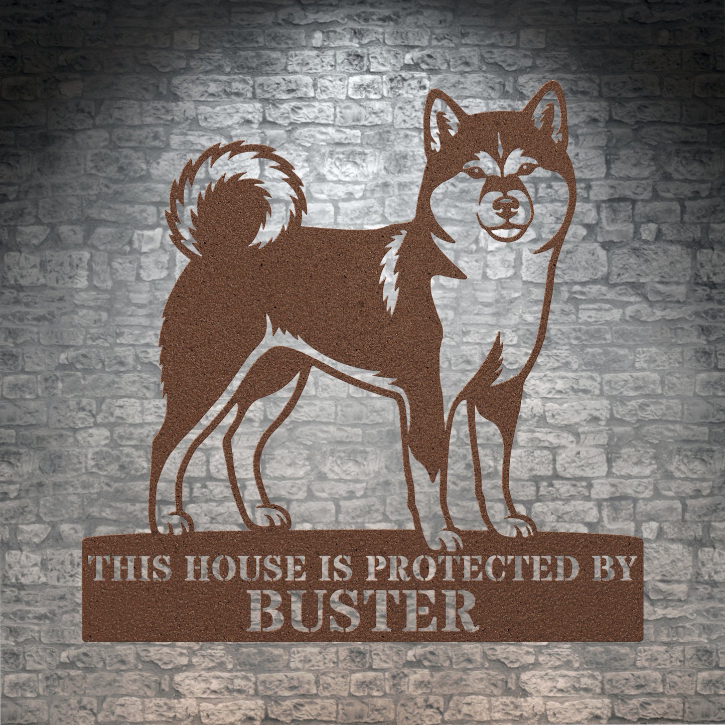 Personalized Shiba Inu Guard Metal Sign. Custom Dog Protect Name Wall Decor
