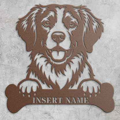 Personalized Brittany Dog With Bone Metal Sign. Custom Dog Name Decor
