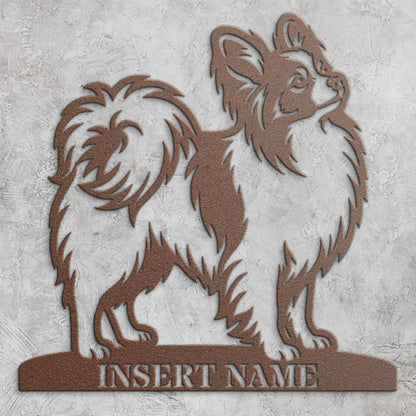 Personalized Papillon Dog Name Metal Sign. Custom Dog Owner Wall Decor Gift