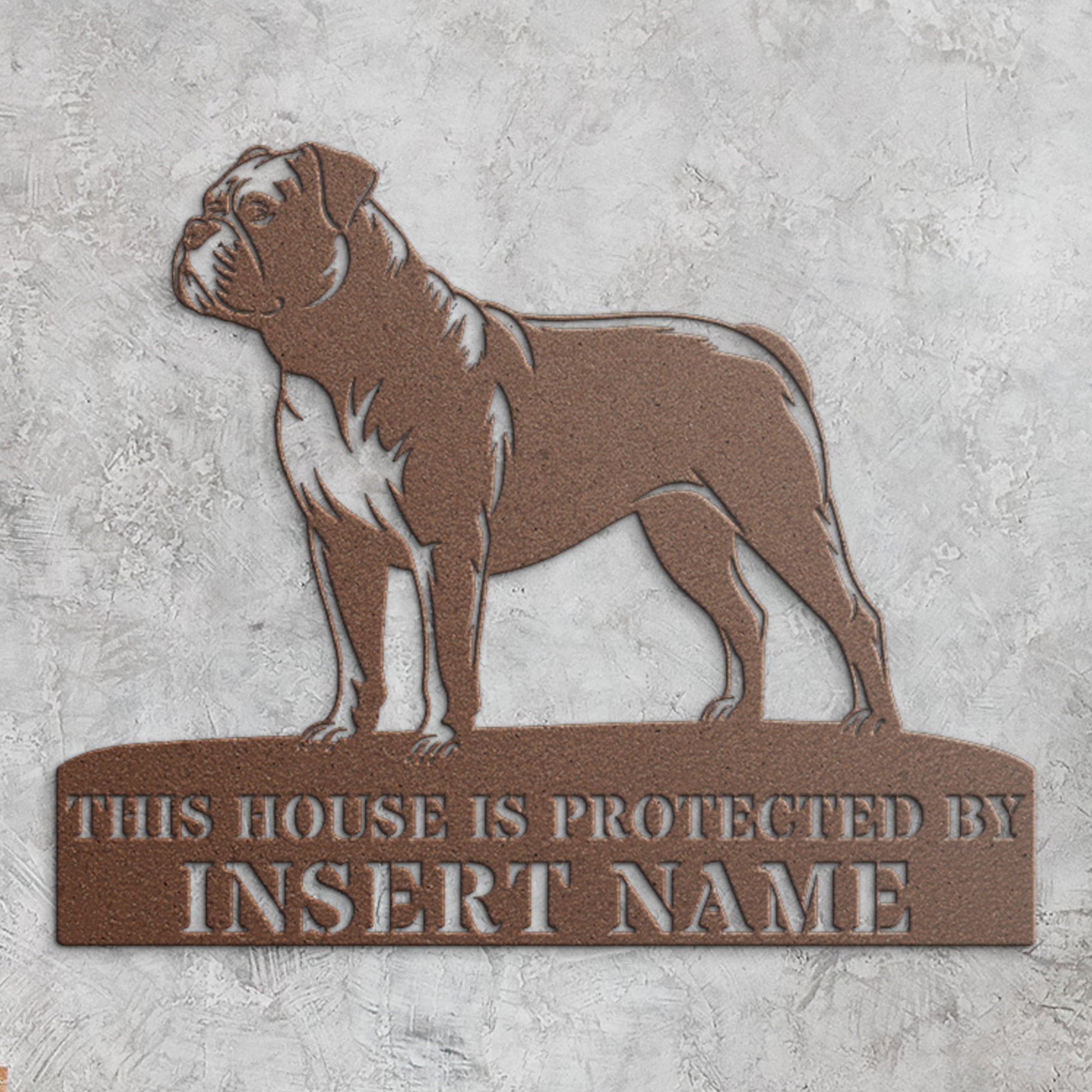 Personalized American Bulldog Guard Metal Sign. Custom Name Wall Decor
