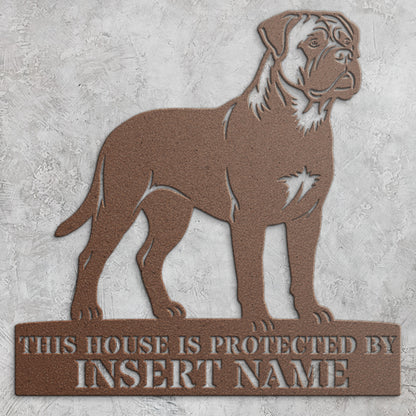 Bullmastiff Guard Dog Name Metal Sign. Custom Dog  Wall Decor