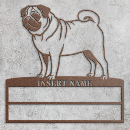 Personalized Pug Rosette Name Metal Sign. Custom Dog Champion Display