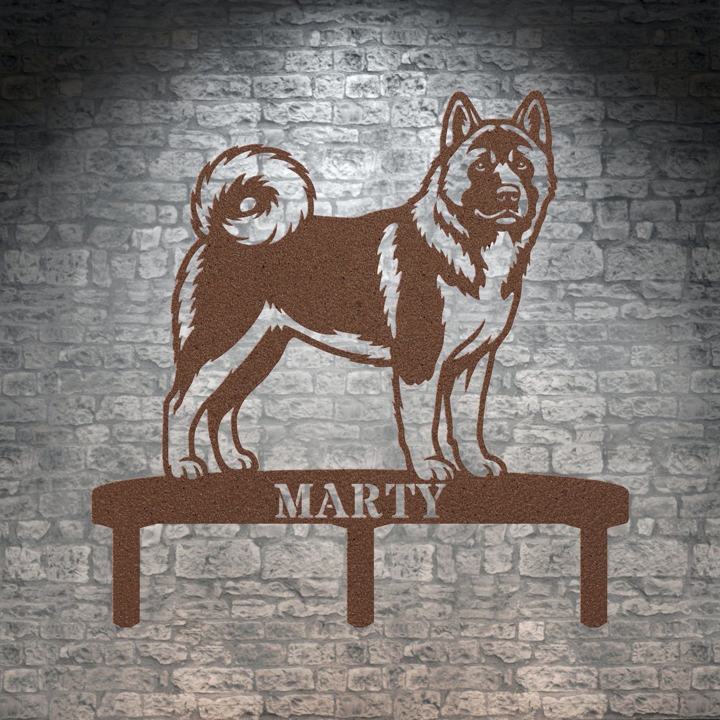 Personalized American Akita Garden Metal Sign With Stakes Custom Dog Name Gift