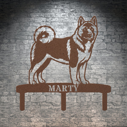 Personalized American Akita Garden Metal Sign With Stakes Custom Dog Name Gift