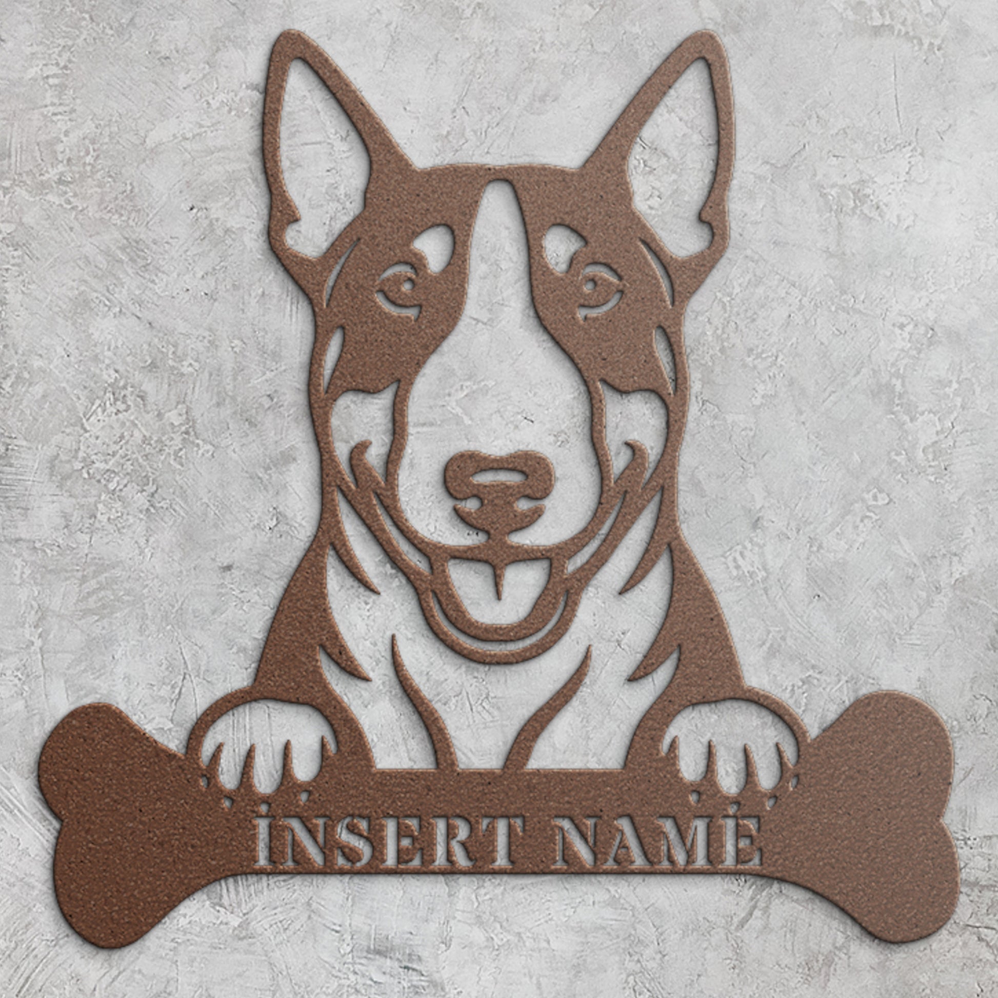 Personalized Bull Terrier Dog With Bone Metal Sign. Custom Funny Dog Name Decor (Kopi)